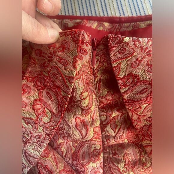 ASOS LUXE  red and gold off shoulder mini  dress size 10 - Picture 13 of 16